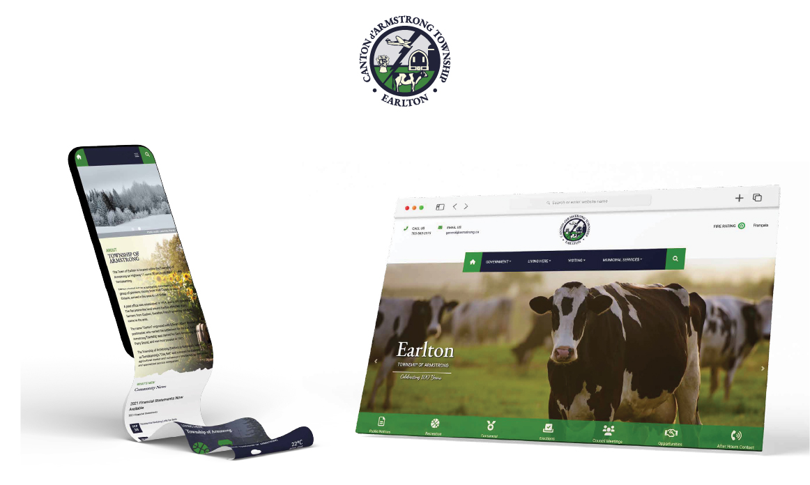 mockups showcasing the website design for the Township of Armstrong