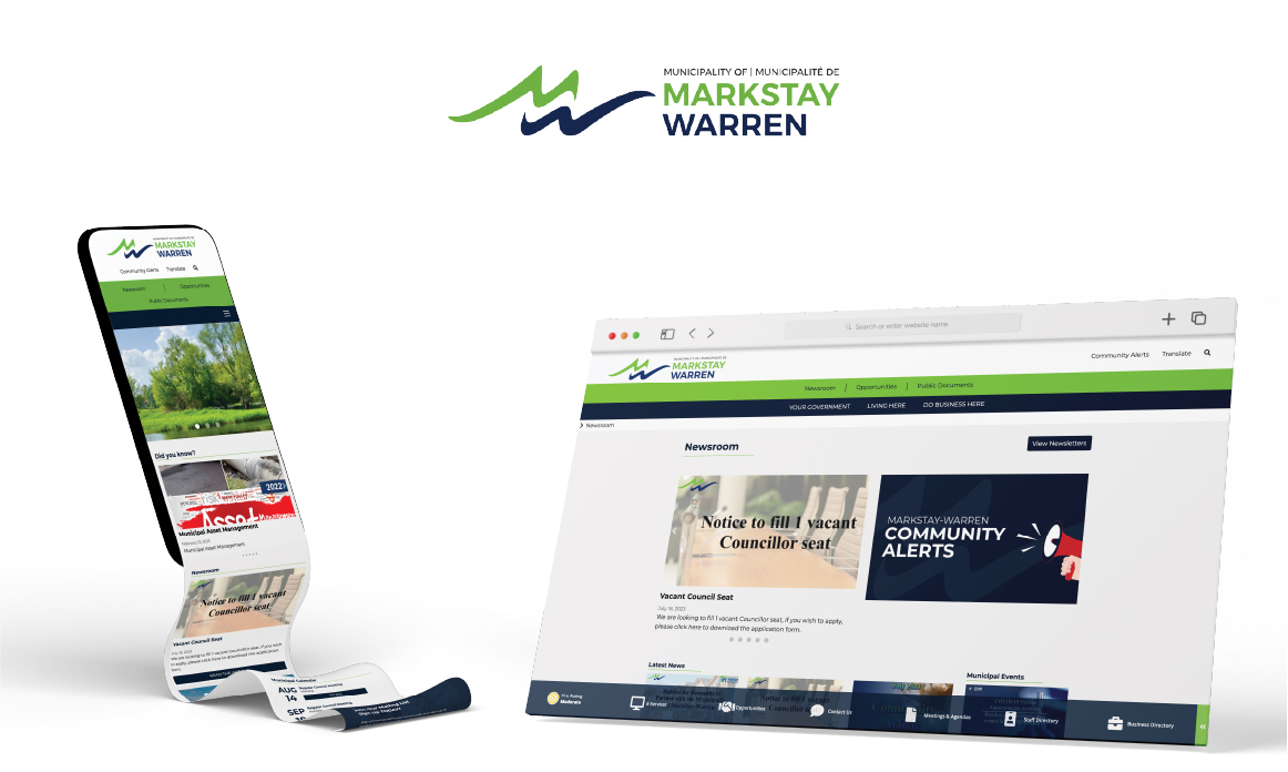 mockups showcasing the website design for the Municipality of Markstay-Warren