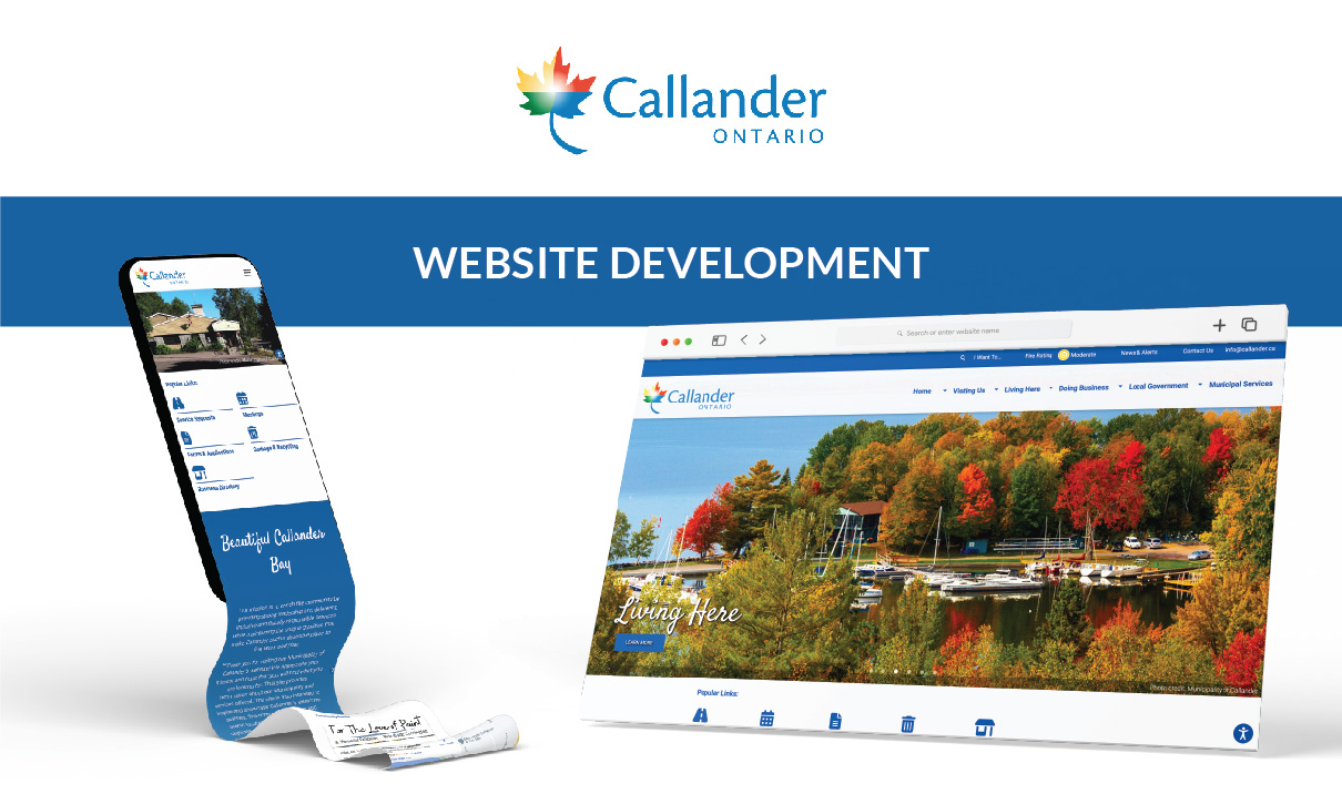 mockups showcasing the website design for the Municipality of Callander
