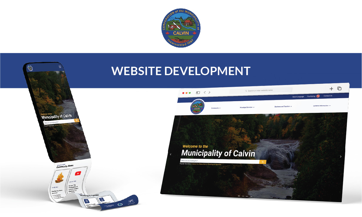 mockups showcasing the website design for the Municipality of Calvin