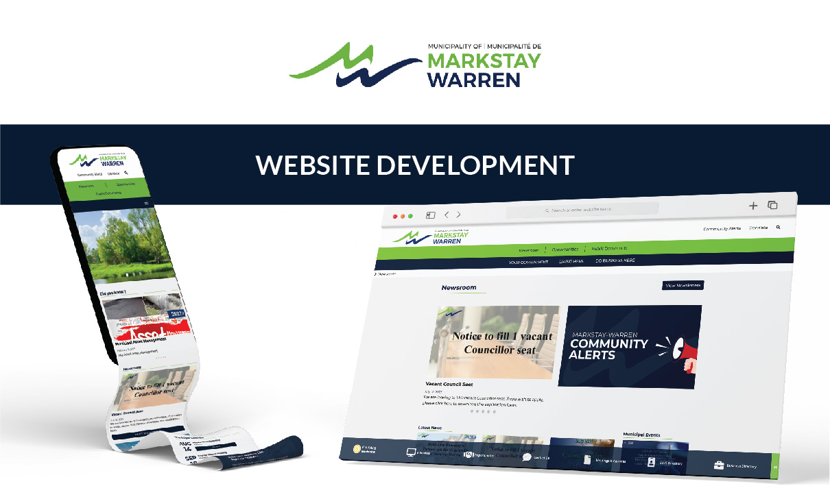 mockups showcasing the website design for the Municipality of Markstay-Warren